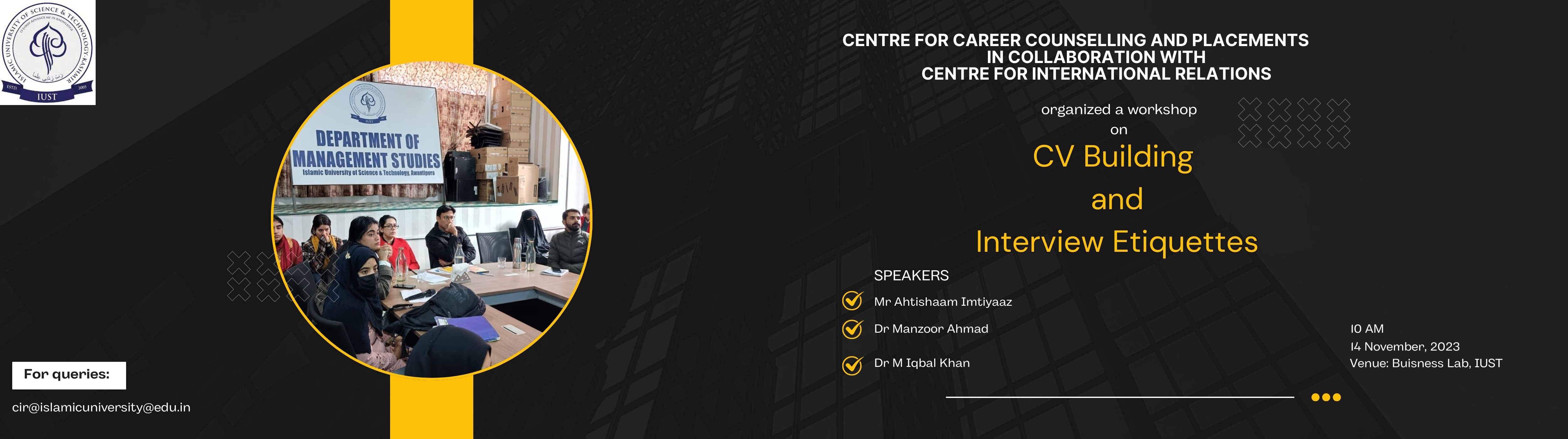 Workshop on Cv Building and Interview Etiquettes